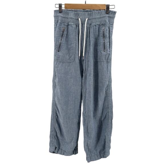 Athleta Pant Womens Size 2 Chambray Blue Cabo Linen Wide Leg Mid Rise Athletic - Picture 1 of 11